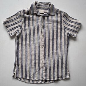Hudson & Barrow Striped Woven Short Sleeve Button Up Shirt / Sz M / Boho Minimal